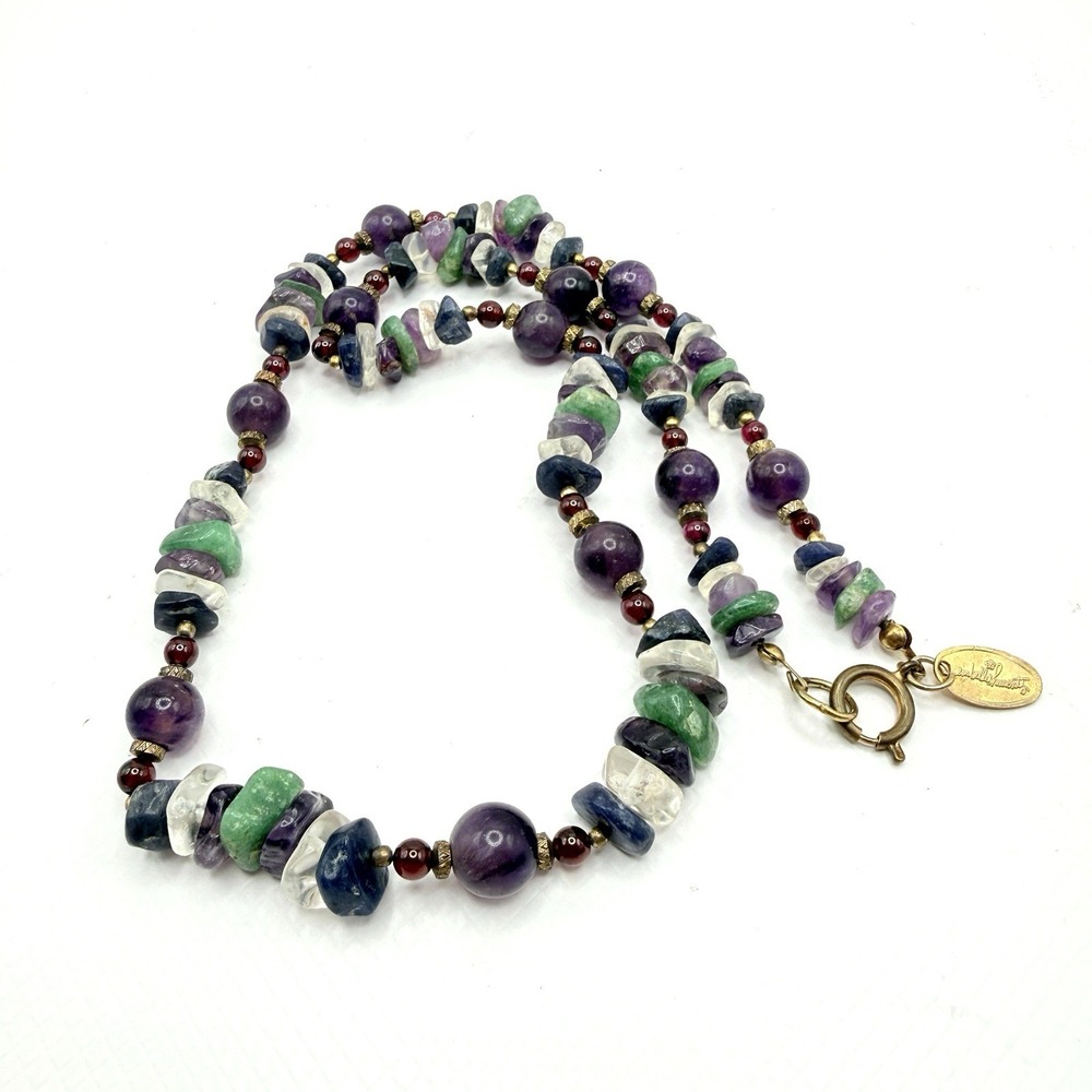 Vintage Embellishments Multi Semi-Precious Gemstone Chip 24" Necklace